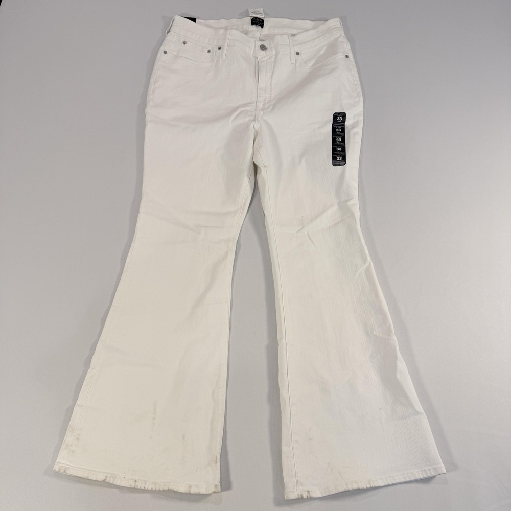 J.Crew Jeans Womens 33 White Full Length Flare Denim Pants 5 Pocket Zip Fly